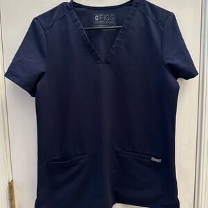 Figs Deep Blue V-Neck Scrub Top